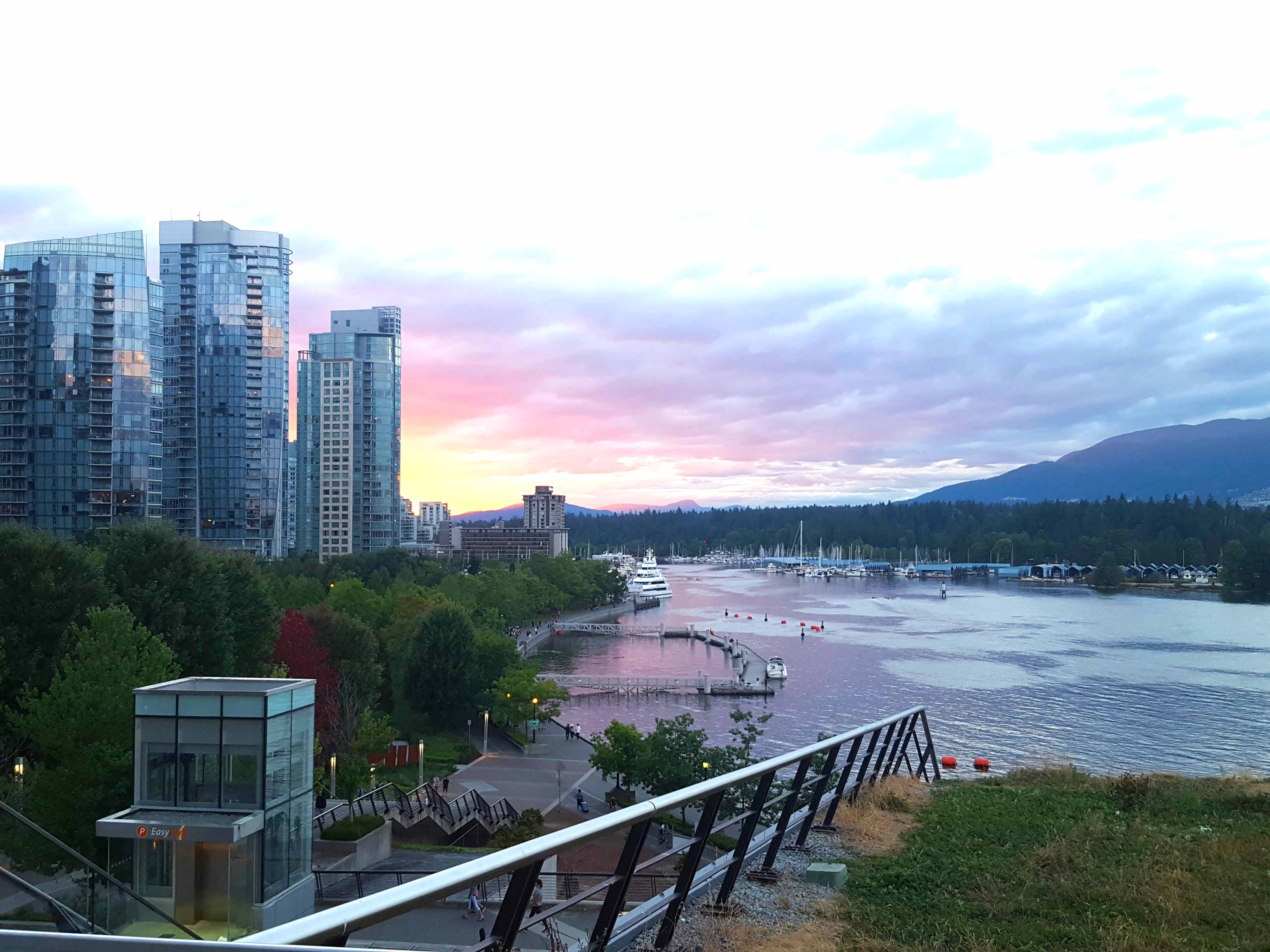 Vancouver's coal harbour at sunset