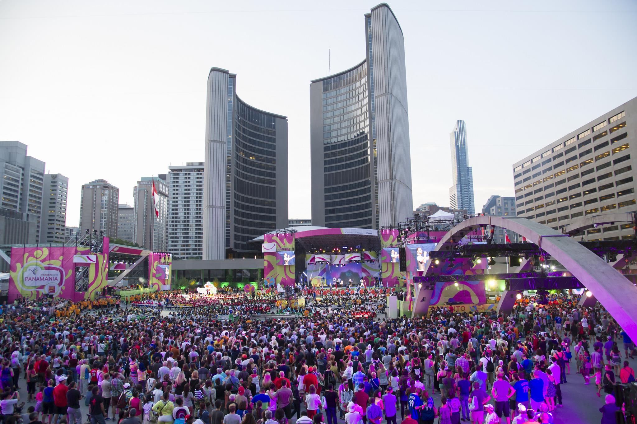 Large crowds gathered at Nathan Philips Square