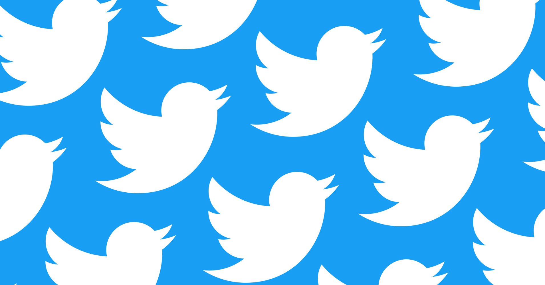 Multiple white twitter birds against a blue background
